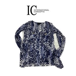 INC International Concepts Blue & White Top. Sz S